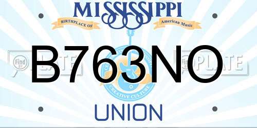 B763NO Mississippi License Plate