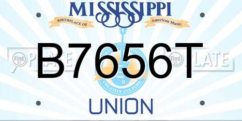 B7656T Mississippi License Plate