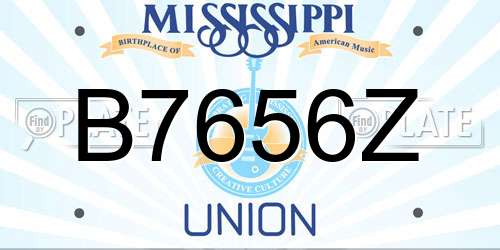 B7656Z Mississippi License Plate