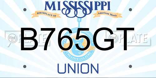 B765GT Mississippi License Plate