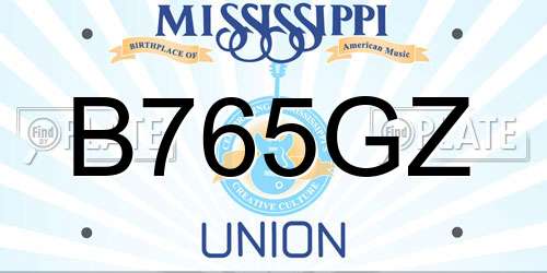 B765GZ Mississippi License Plate