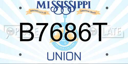 B7686T Mississippi License Plate