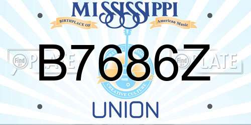 B7686Z Mississippi License Plate