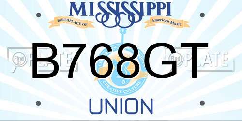 B768GT Mississippi License Plate