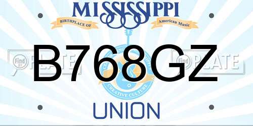 B768GZ Mississippi License Plate