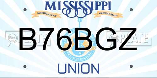 B76BGZ Mississippi License Plate