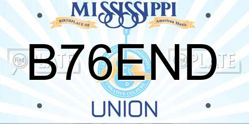 B76END Mississippi License Plate