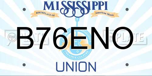 B76ENO Mississippi License Plate