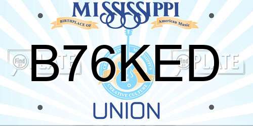 B76KED Mississippi License Plate