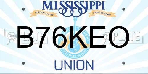 B76KEO Mississippi License Plate