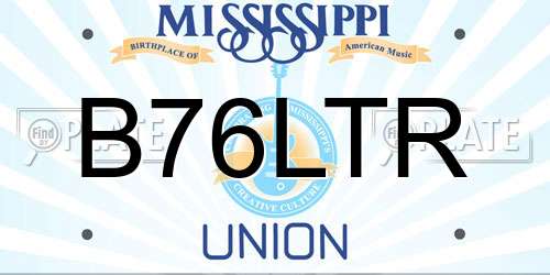 B76LTR Mississippi License Plate