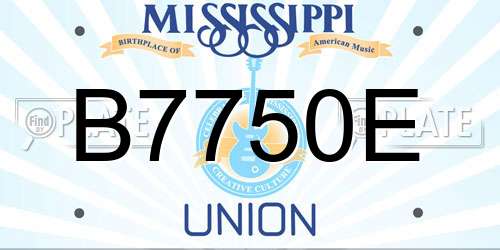 B7750E Mississippi License Plate
