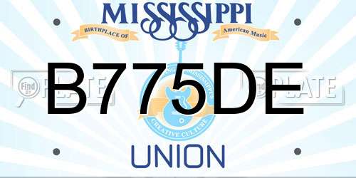 B775DE Mississippi License Plate