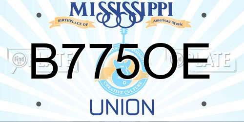 B775OE Mississippi License Plate