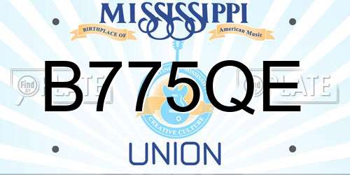 B775QE Mississippi License Plate