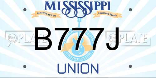 B777J Mississippi License Plate