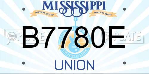 B7780E Mississippi License Plate