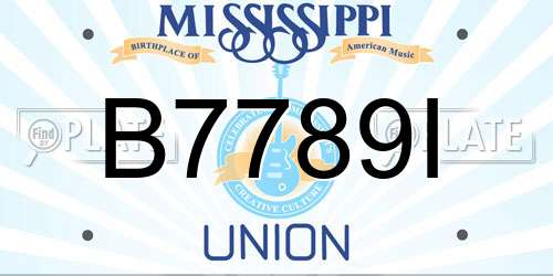 B7789I Mississippi License Plate