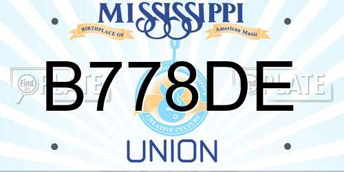 B778DE Mississippi License Plate