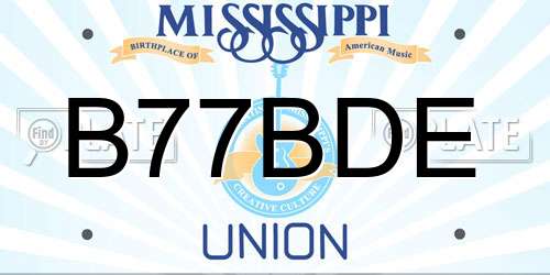 B77BDE Mississippi License Plate