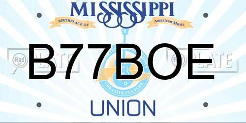 B77BOE Mississippi License Plate