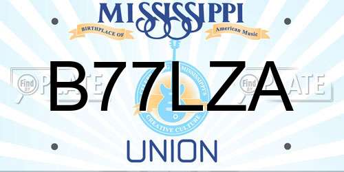 B77LZA Mississippi License Plate
