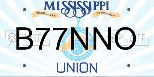 B77NNO Mississippi License Plate