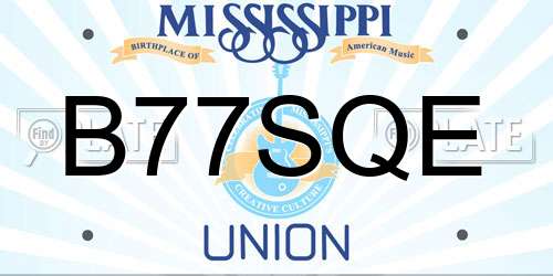 B77SQE Mississippi License Plate