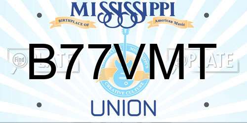 B77VMT Mississippi License Plate
