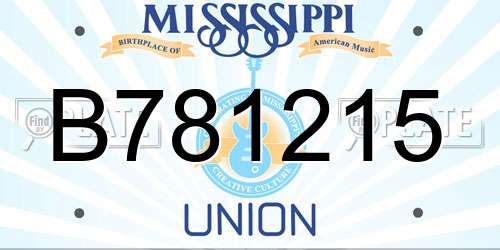 B781215 Mississippi License Plate