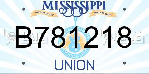 B781218 Mississippi License Plate