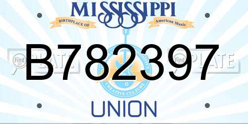 B782397 Mississippi License Plate