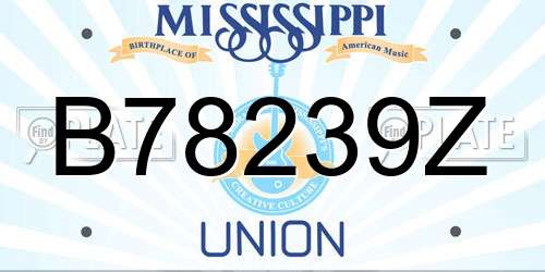 B78239Z Mississippi License Plate