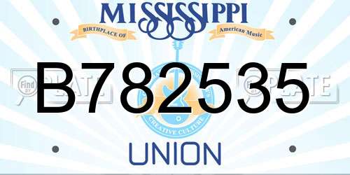 B782535 Mississippi License Plate