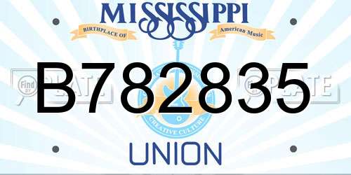 B782835 Mississippi License Plate