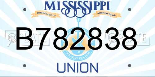 B782838 Mississippi License Plate