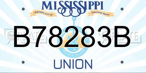 B78283B Mississippi License Plate