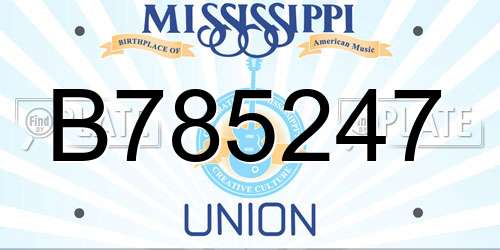 B785247 Mississippi License Plate