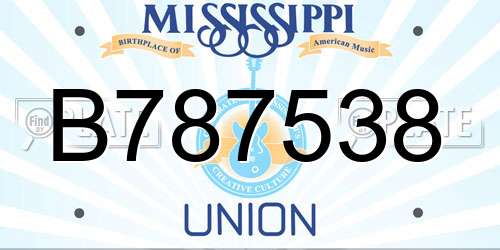 B787538 Mississippi License Plate