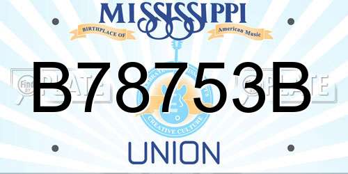 B78753B Mississippi License Plate