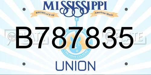 B787835 Mississippi License Plate