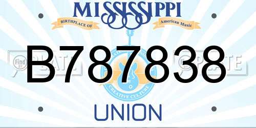 B787838 Mississippi License Plate