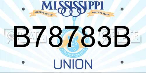 B78783B Mississippi License Plate