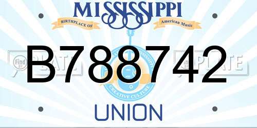 B788742 Mississippi License Plate