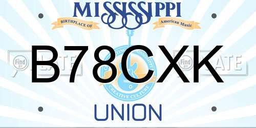 B78CXK Mississippi License Plate
