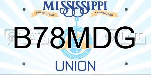 B78MDG Mississippi License Plate