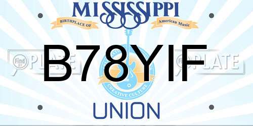 B78YIF Mississippi License Plate