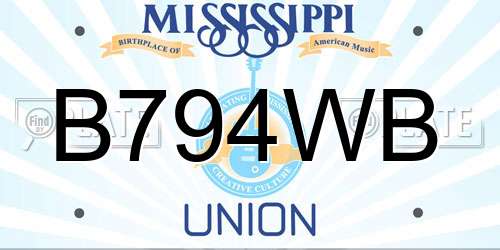 B794WB Mississippi License Plate