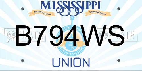 B794WS Mississippi License Plate