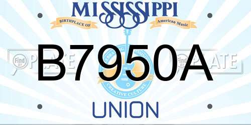 B7950A Mississippi License Plate